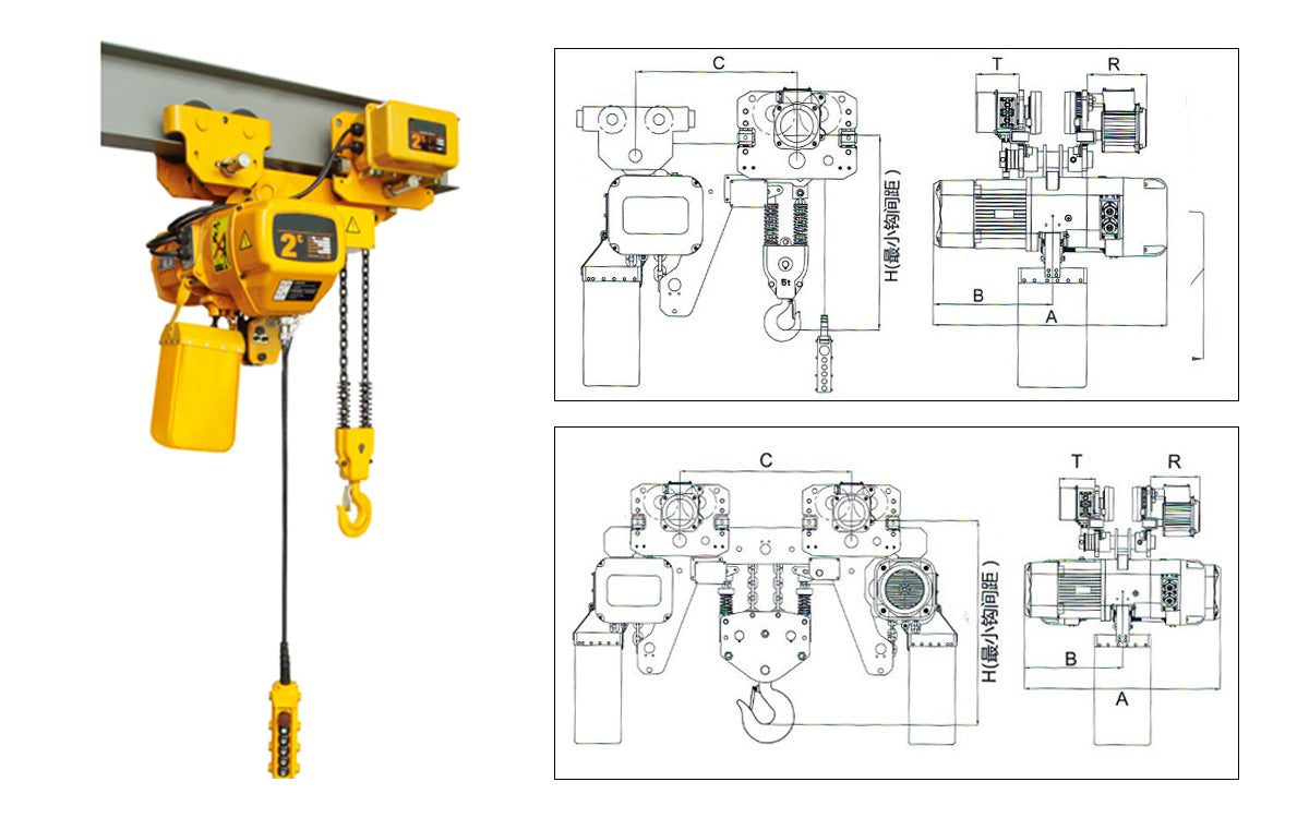 Low headroom electric chain hoist